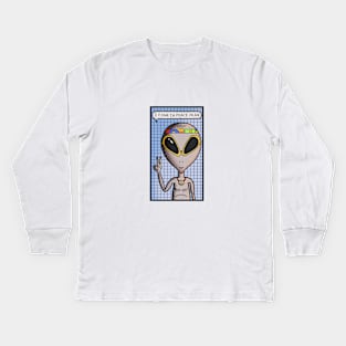 Hippie Alien Come in Peace Funny Kids Long Sleeve T-Shirt